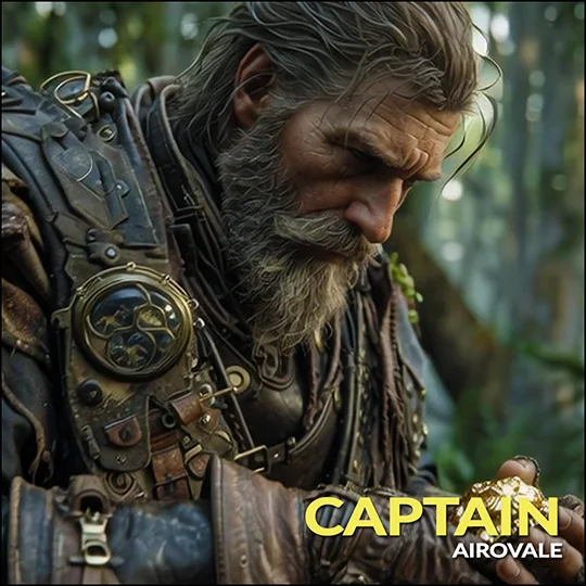 Nereid Captain — flint-eyed mercenary miner in Airovale steampunk fantasy
