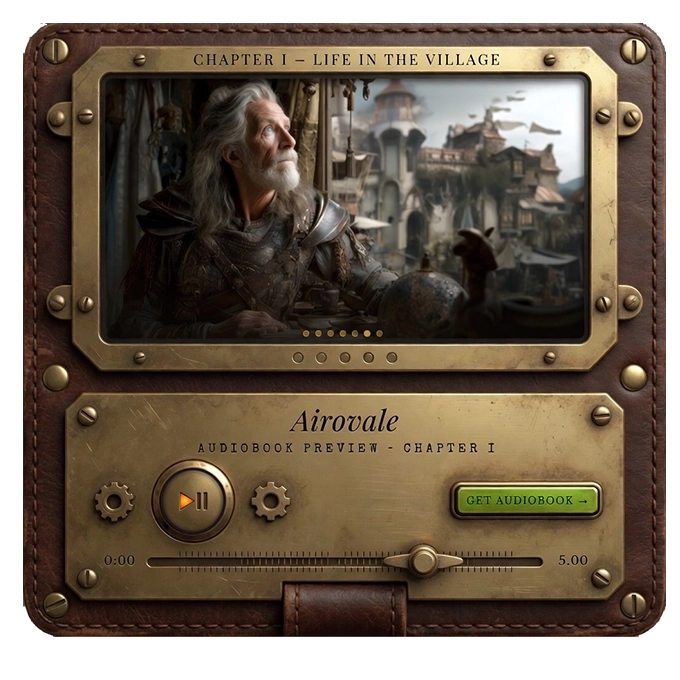 Airovale steampunk audiobook player with chapter artwork