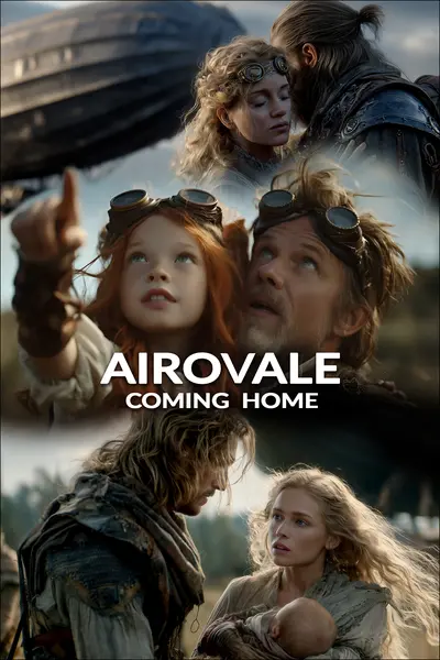 Steampunk airship captain heartfelt reunion - mobile wallpaper